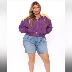 Fashion Nova yellow and purple bomber jacket‎ size 1x